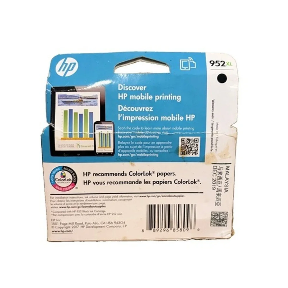 HP 952XL F6U19AN Black Ink Cartridge NEW GENUINE Officejet 8710 8210